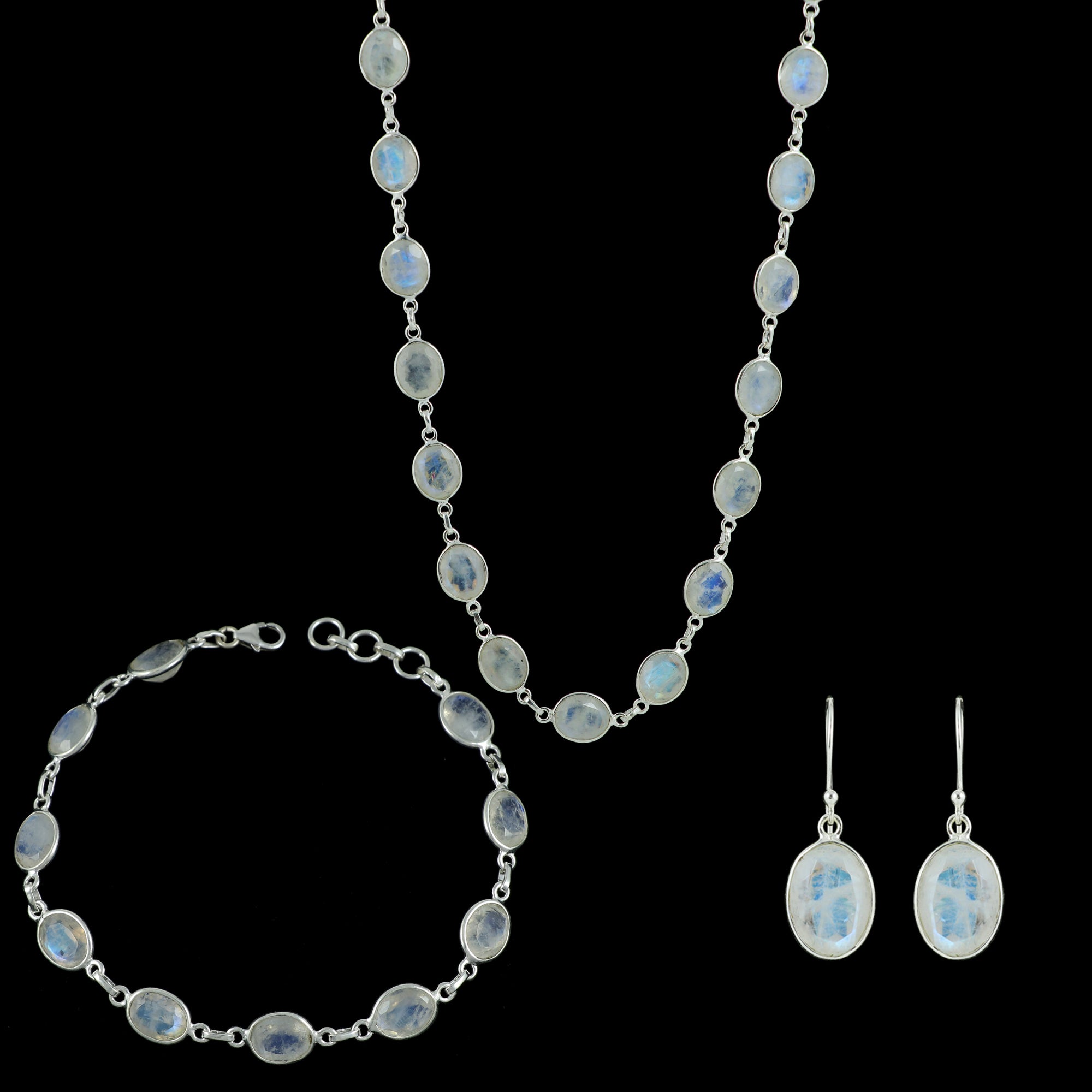Moonstone Necklace Earring Bracelet Set