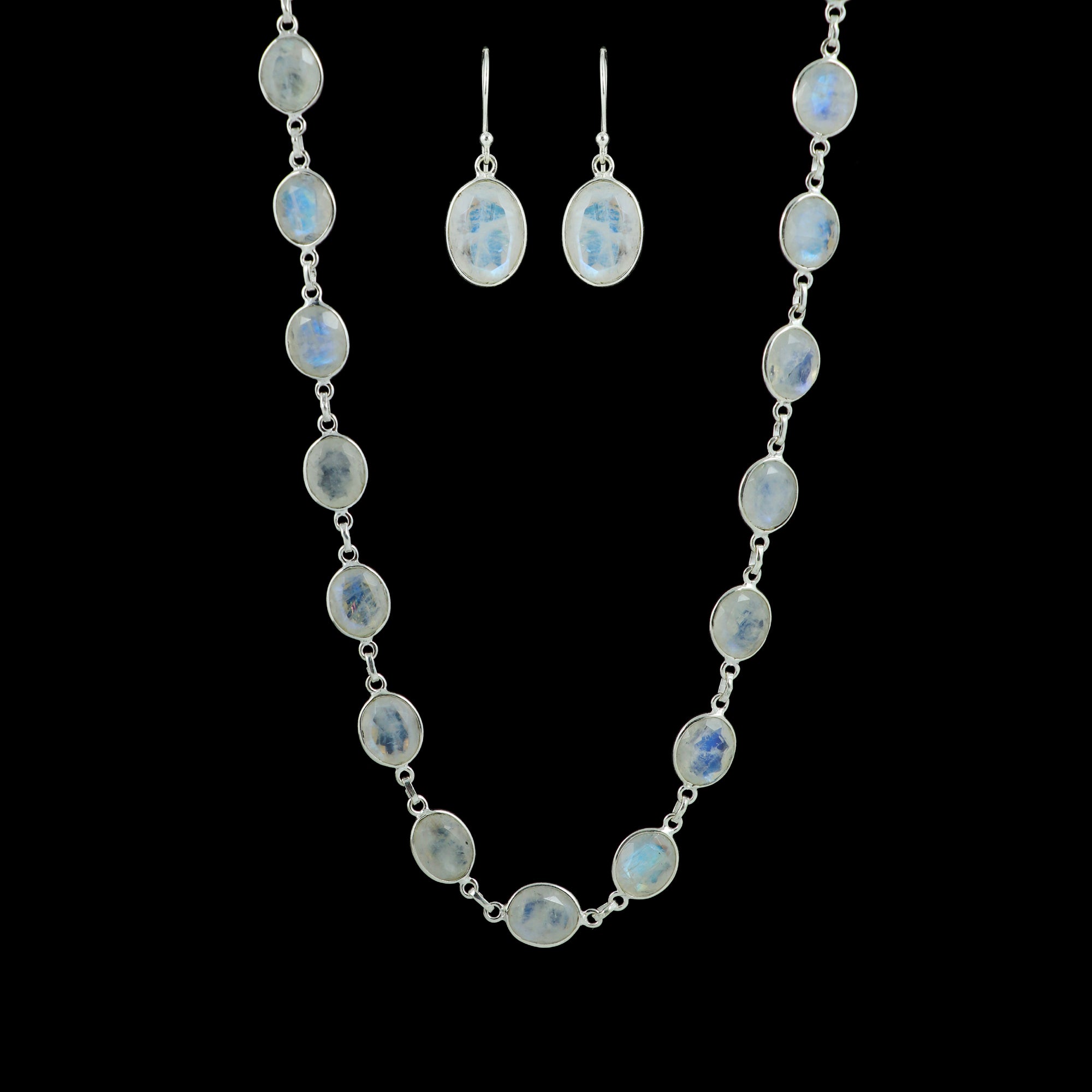 Moonstone Necklace Earring Bracelet Set