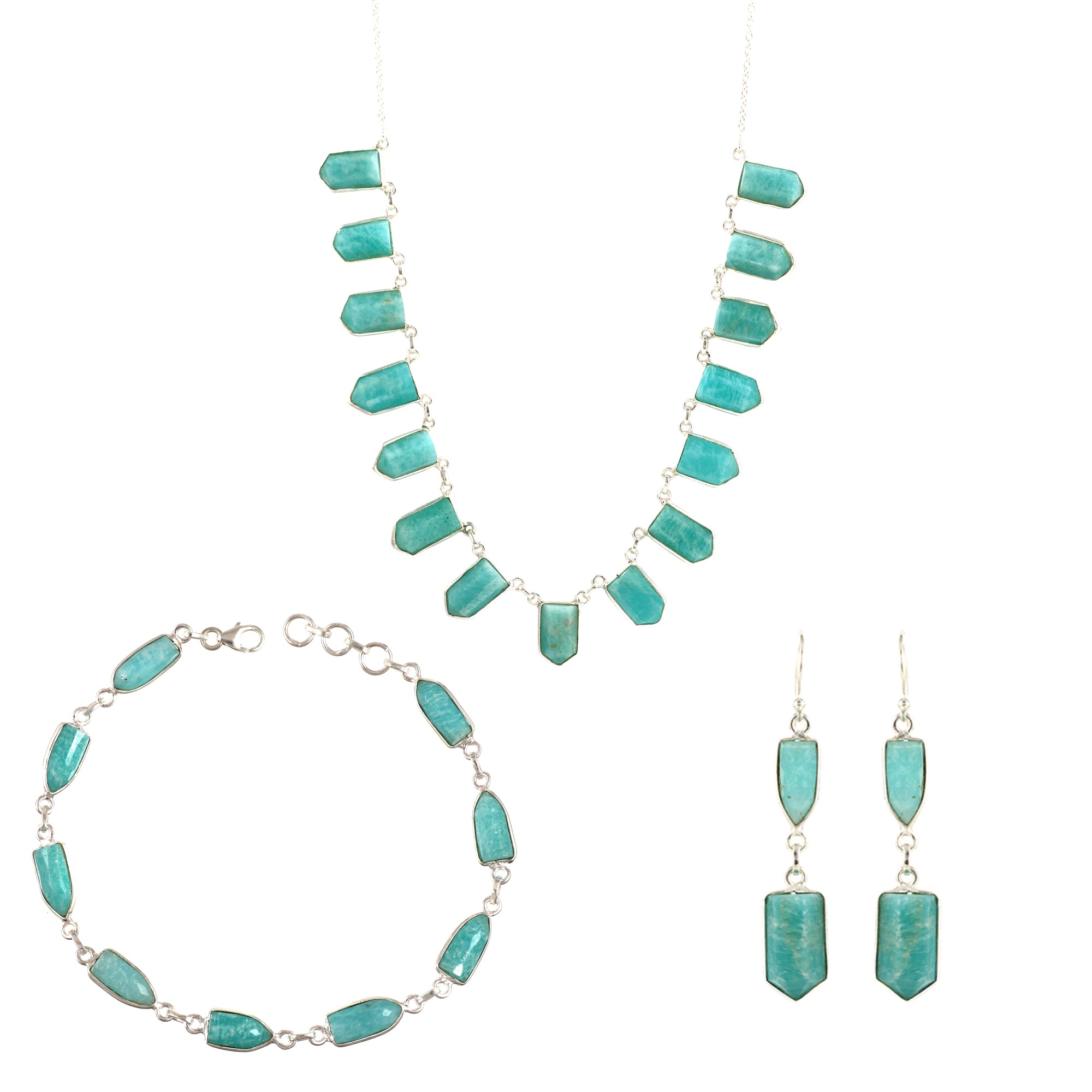 Amazonite Necklace Earring Bracelet Set