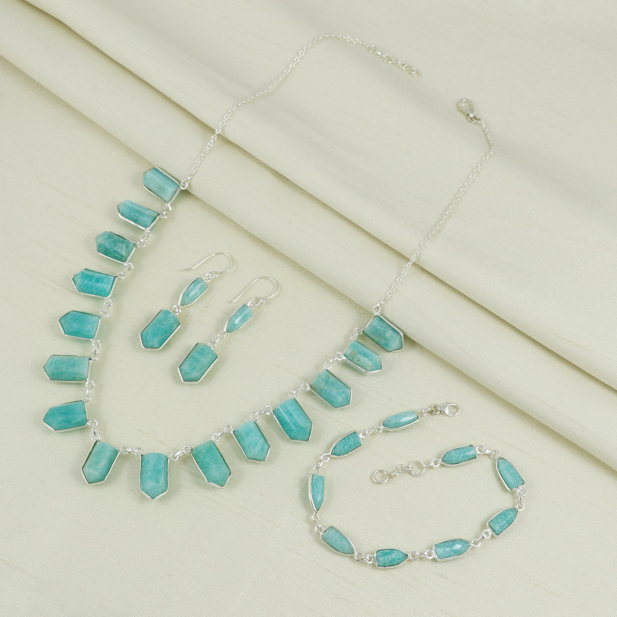 Amazonite Necklace Earring Bracelet Set