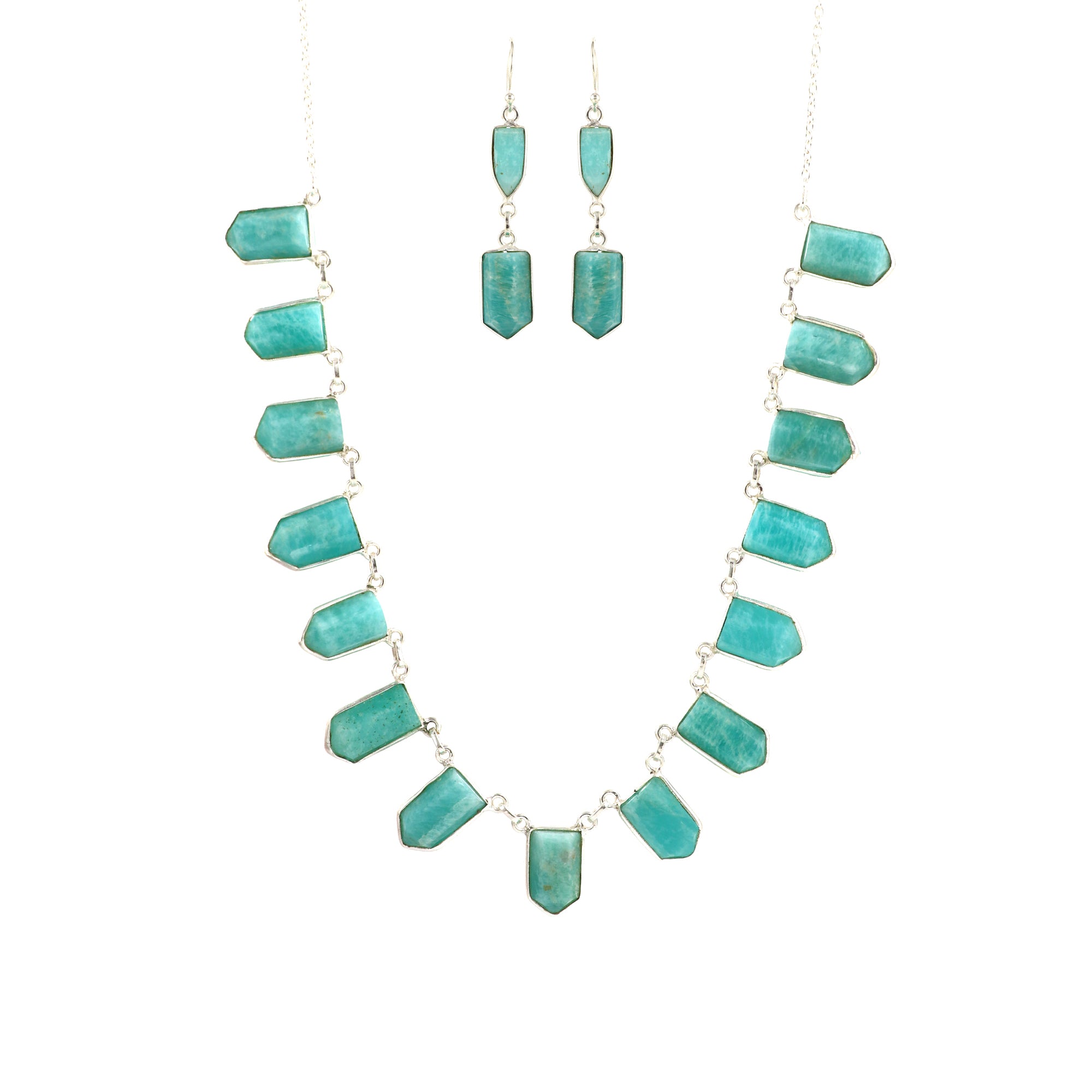Amazonite Necklace Earring Bracelet Set