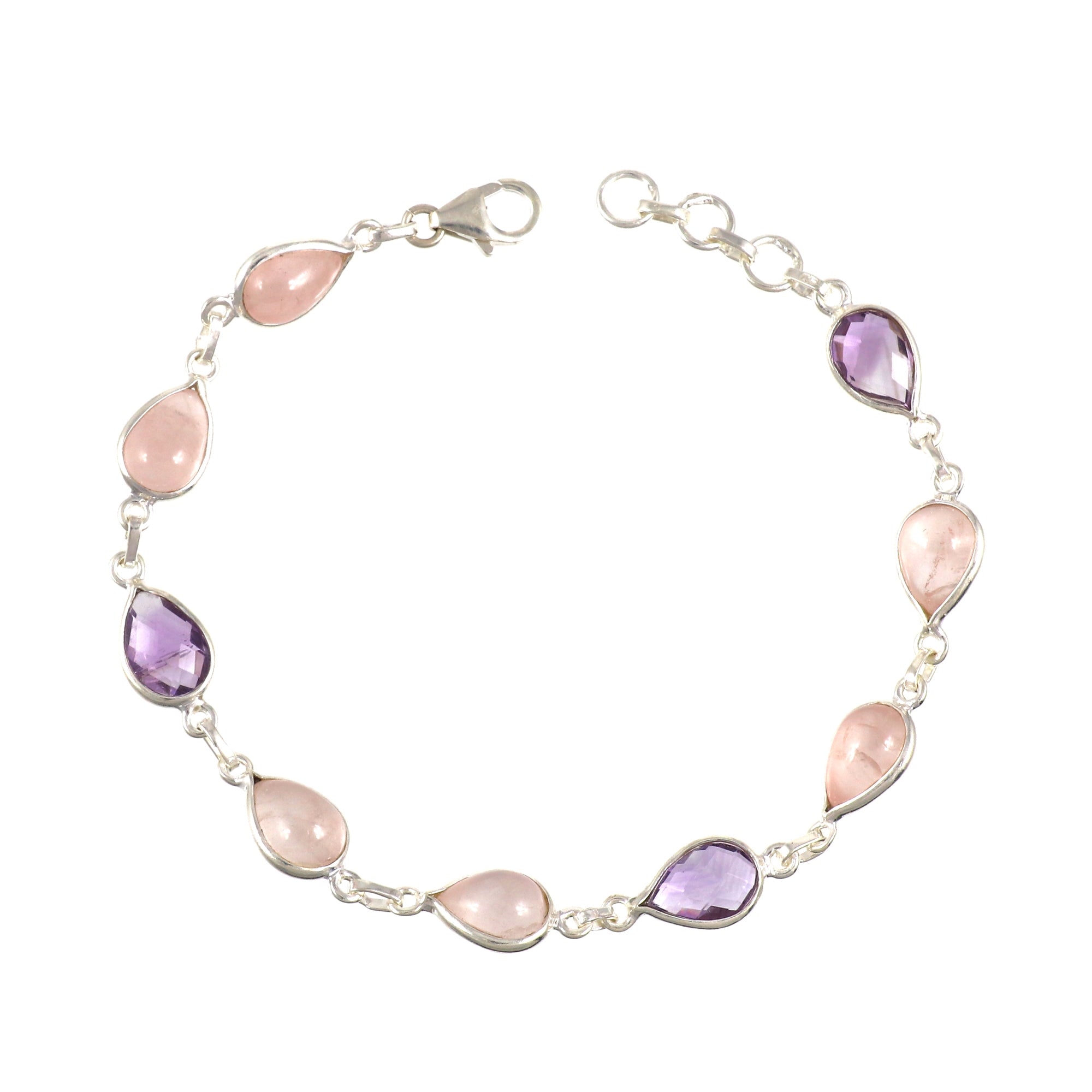 Rose Quartz Necklace Earring Bracelet Set
