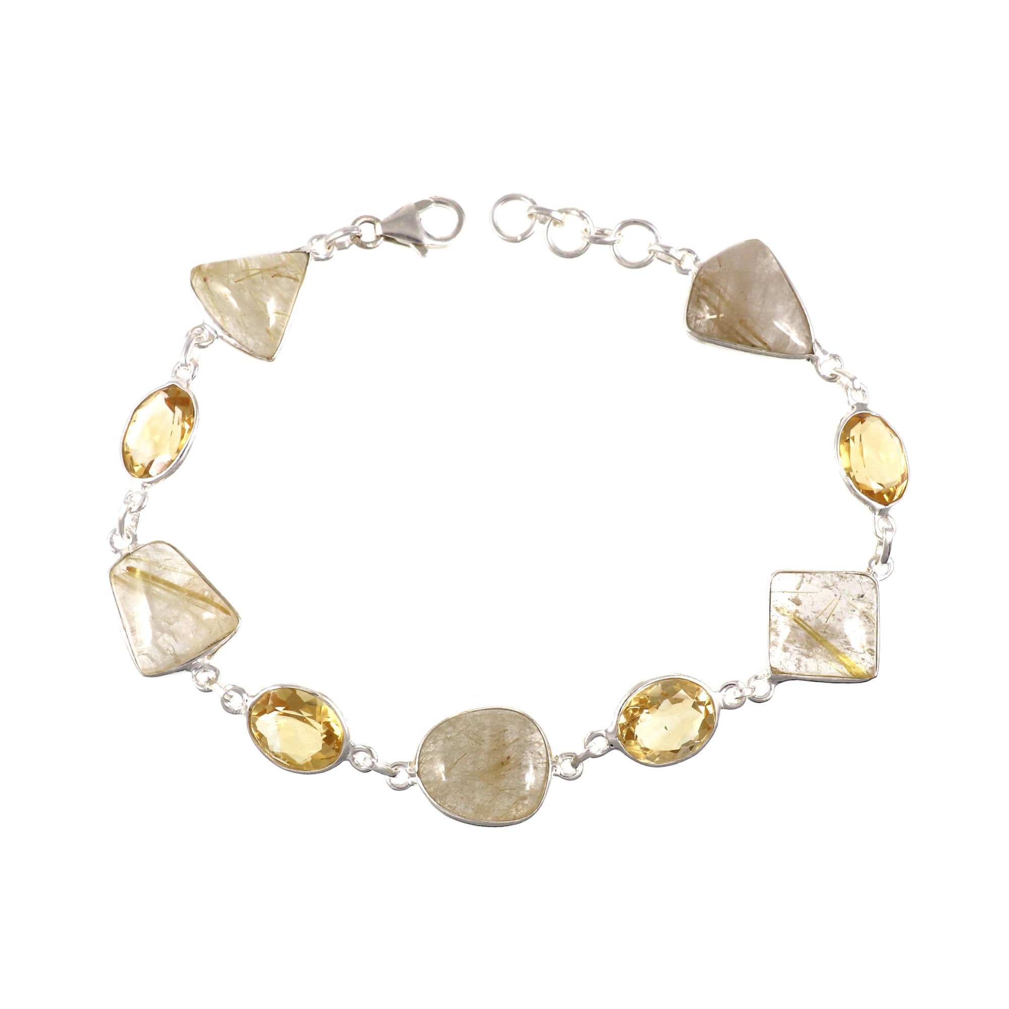 Golden Rutile Necklace Earring Bracelet Set
