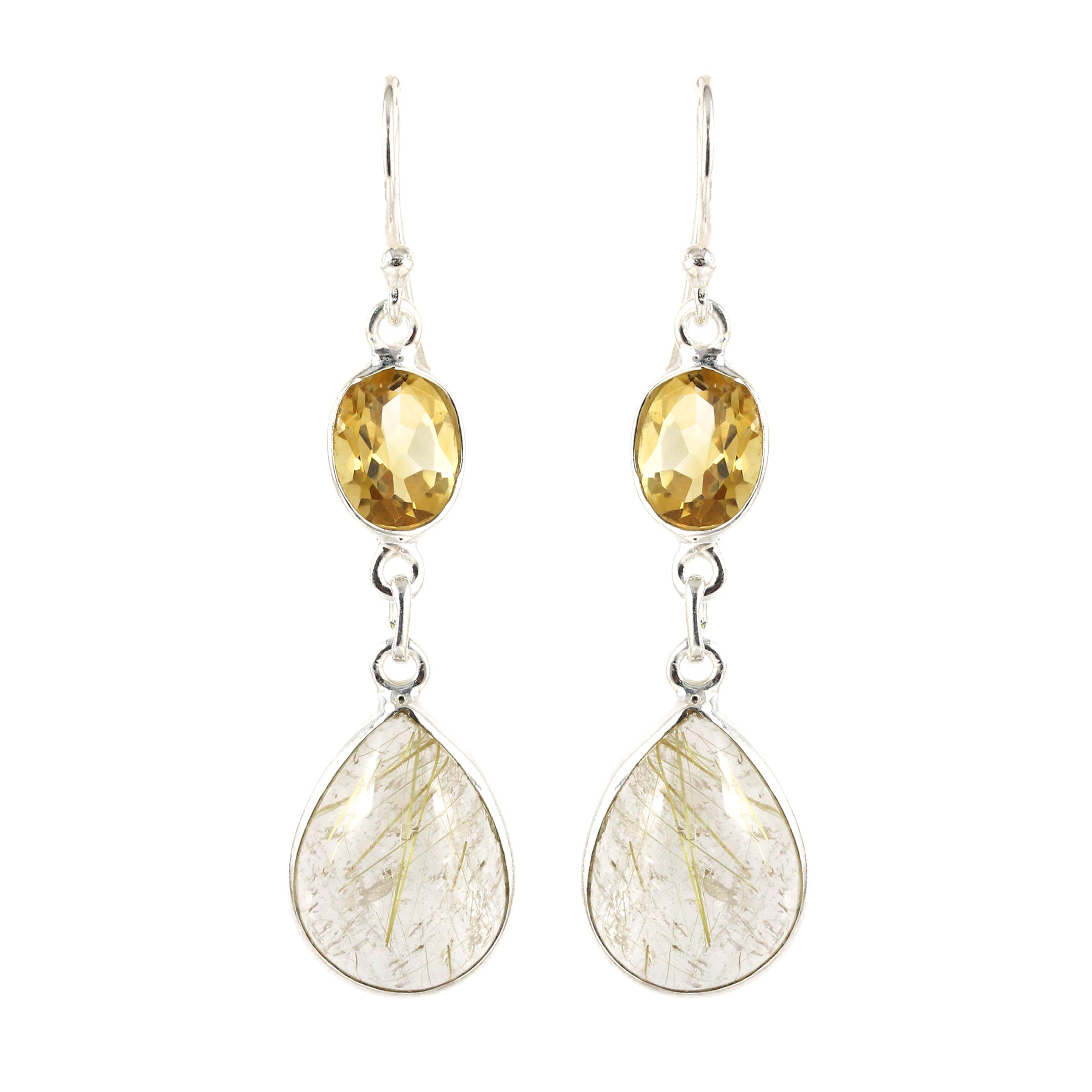 Golden Rutile Necklace Earring Bracelet Set